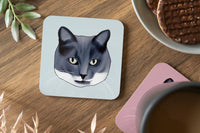 Grey & White Cat Coaster