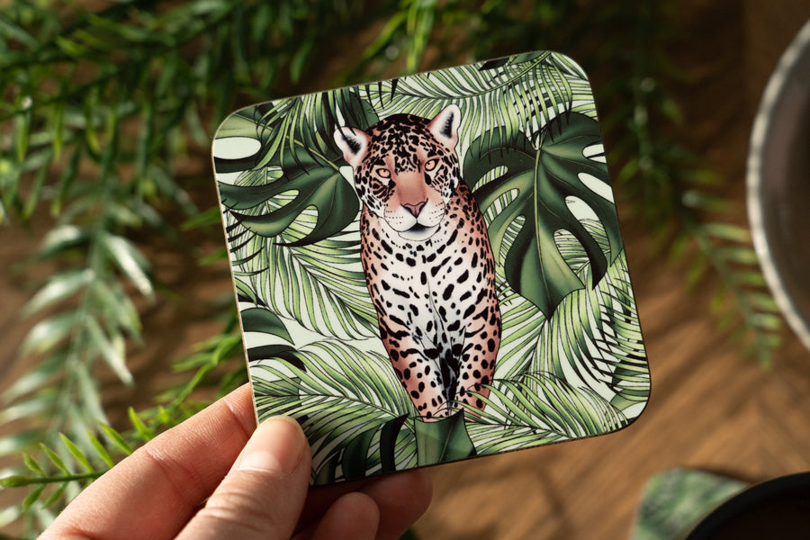 Big Cats and Leaves Coaster Set