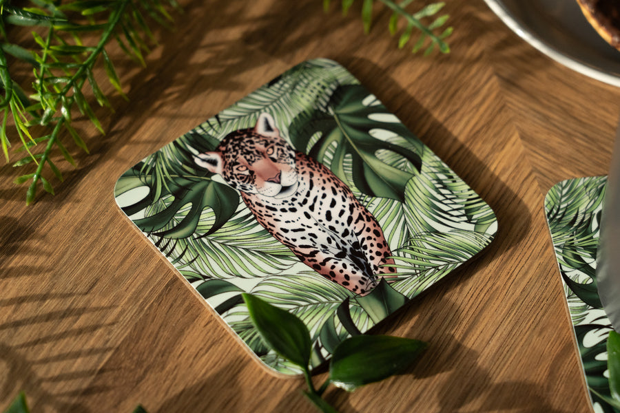 Jaguar and Leaves Coaster