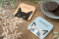 Yellow I Love Cats Black Cat Coaster