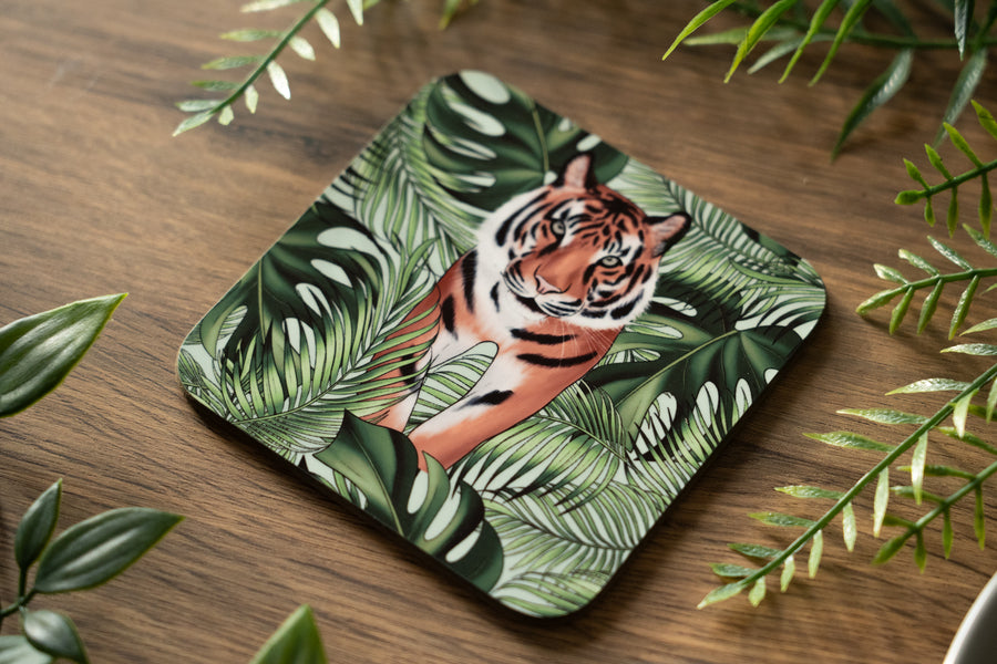 Tiger and Leaves Coaster