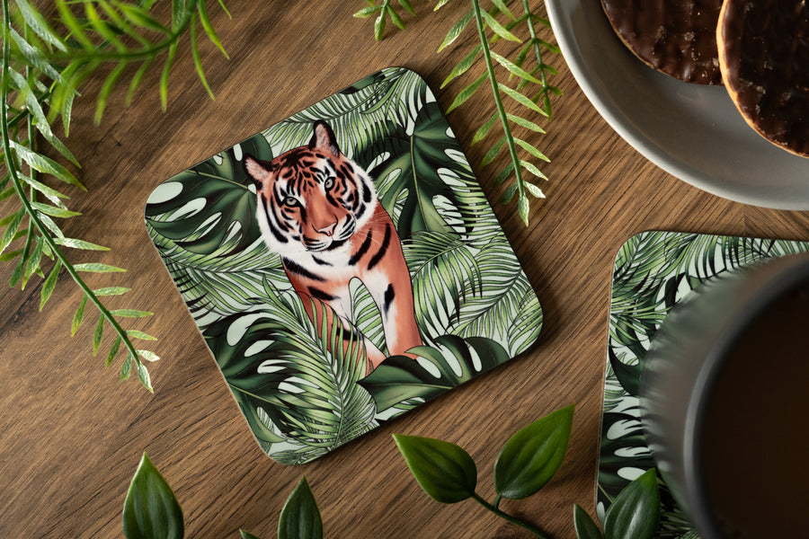 Tiger and Leaves Coaster