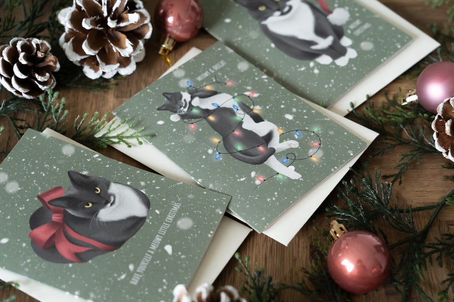 Christmas Cat Cards Set of 6