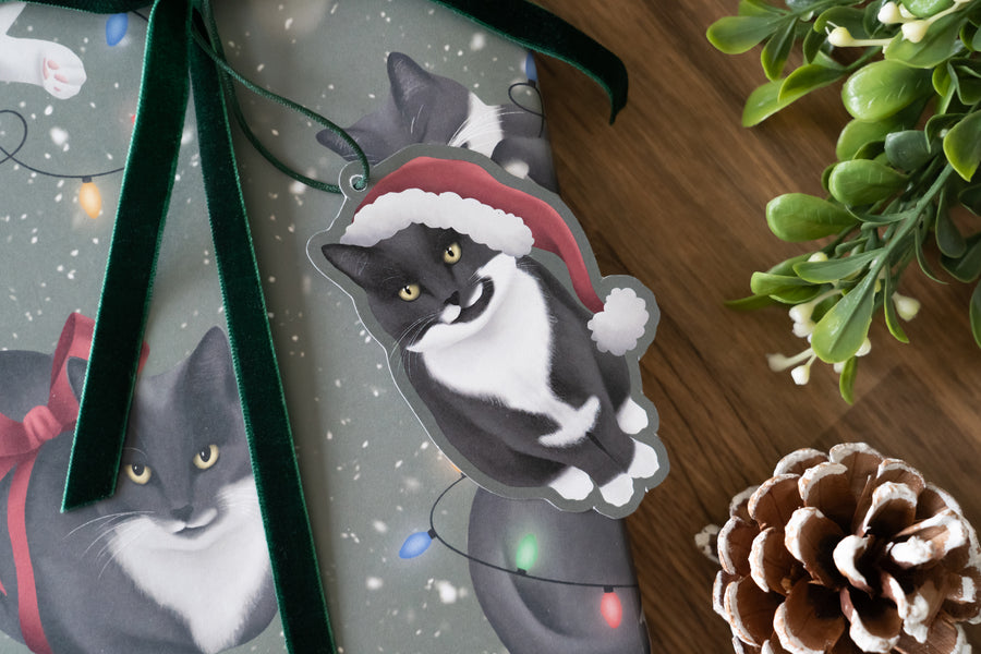 Christmas Cats Gift Wrap & Tags Set