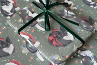 Christmas Cats Green Wrapping Paper