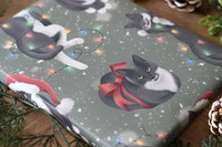 Christmas Cats Green Wrapping Paper