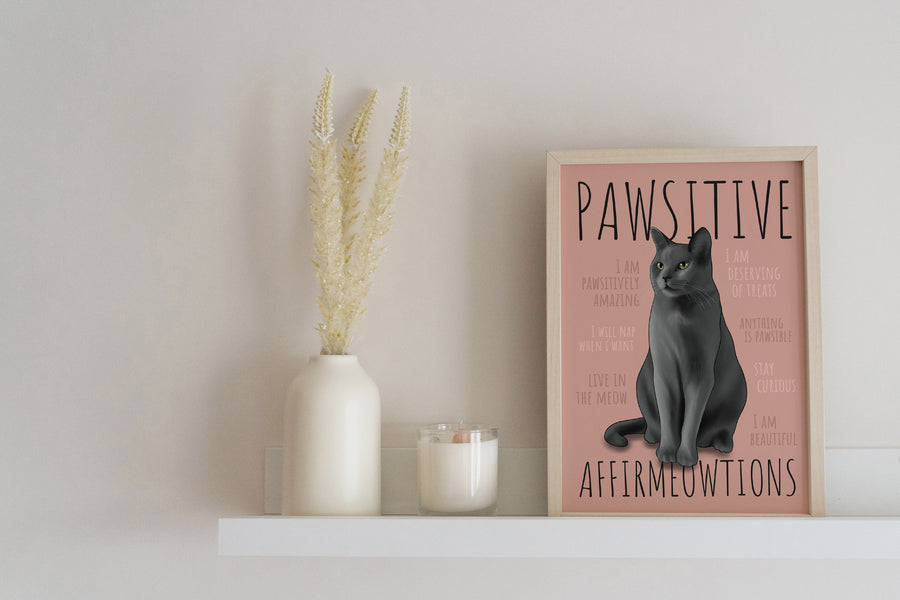 Pawsitive Affirmeowtions Cat Art Print