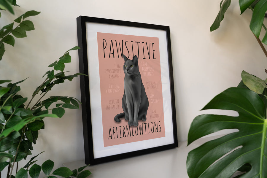 Pawsitive Affirmeowtions Cat Art Print