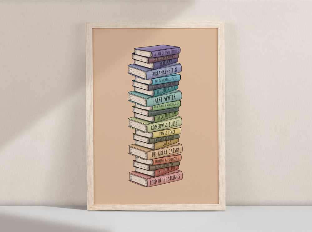 Cat Book Puns Art Print