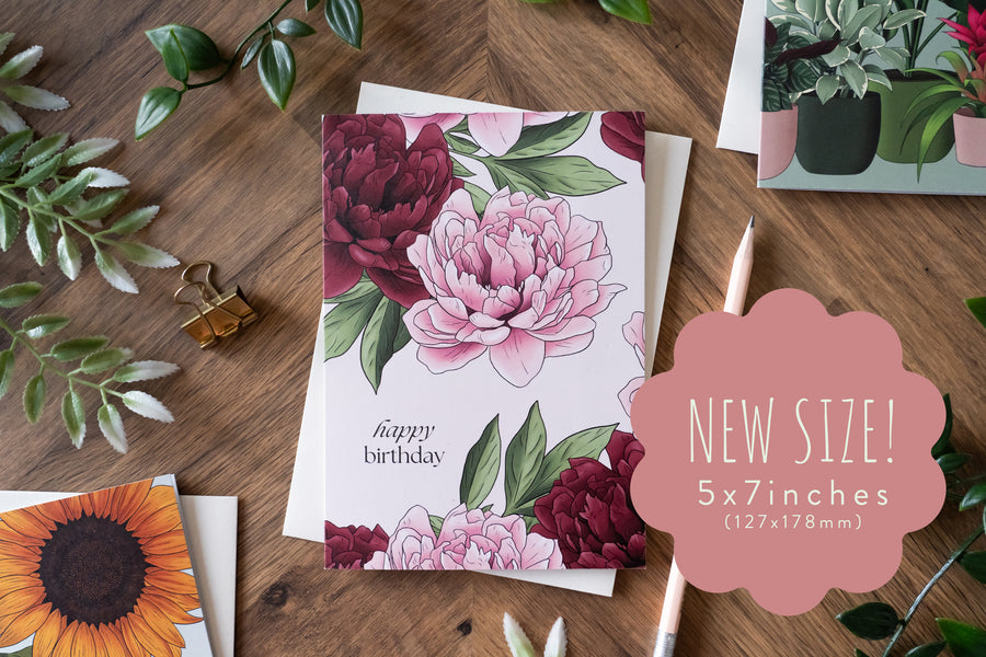 Peony Birthday Card