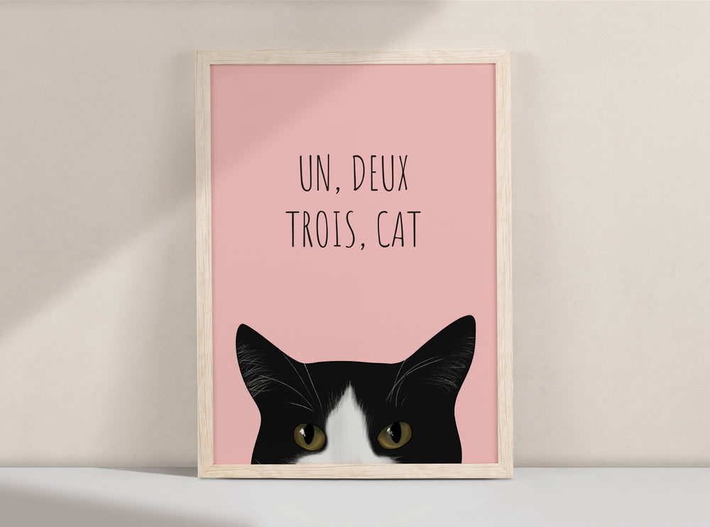 Un Deux Trois Cat Art Print