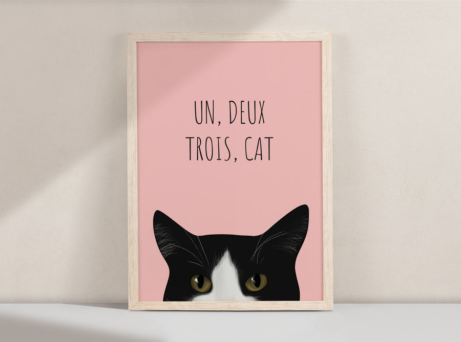 Un Deux Trois Cat Art Print