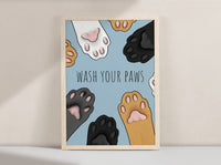 Wash Your Paws Art Print - Yellow