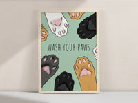 Wash Your Paws Art Print - Yellow