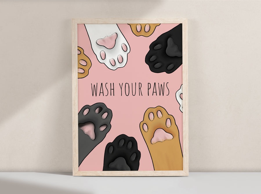 Wash Your Paws Art Print - Yellow