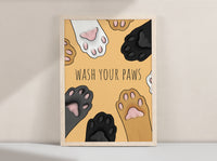 Wash Your Paws Art Print - Yellow