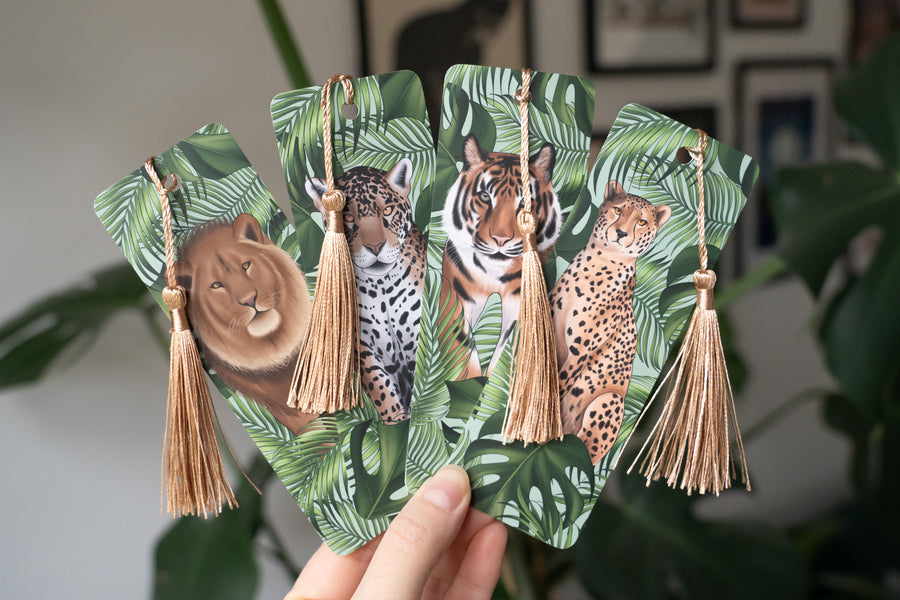 Big Cats & Leaves Bookmark Set