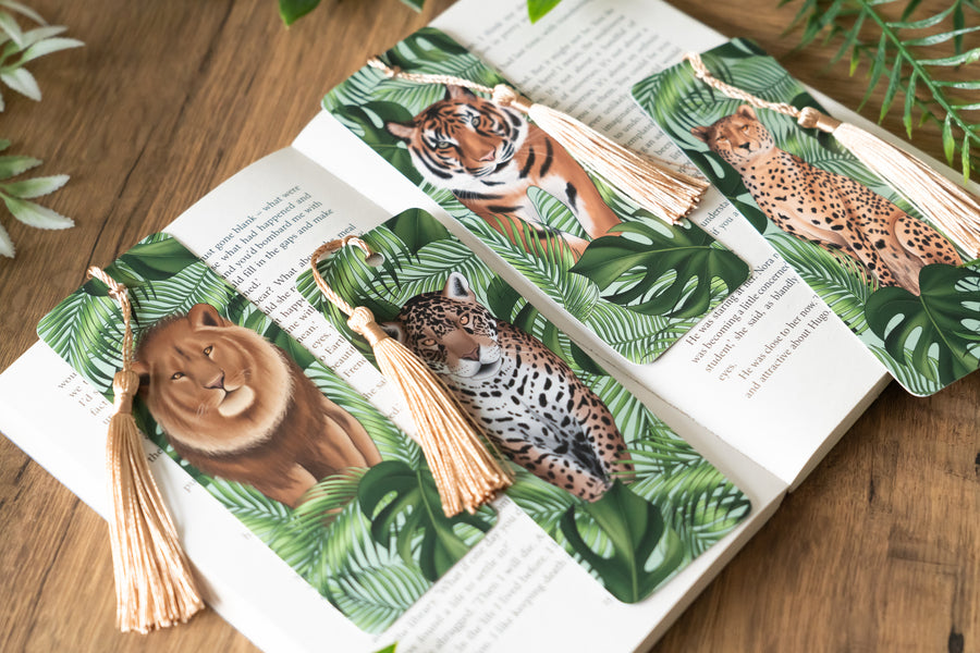 Big Cats & Leaves Bookmark Set