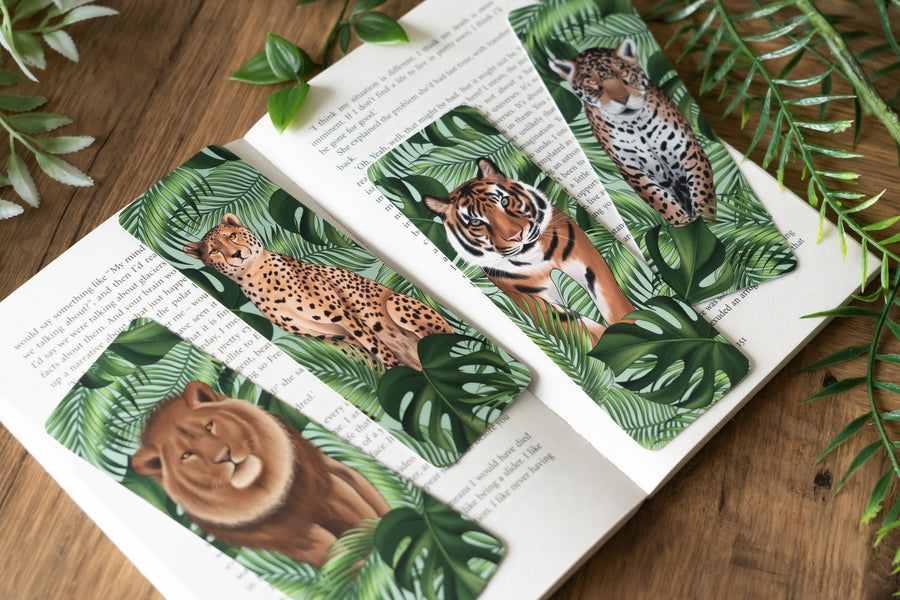 Big Cats & Leaves Bookmark Set