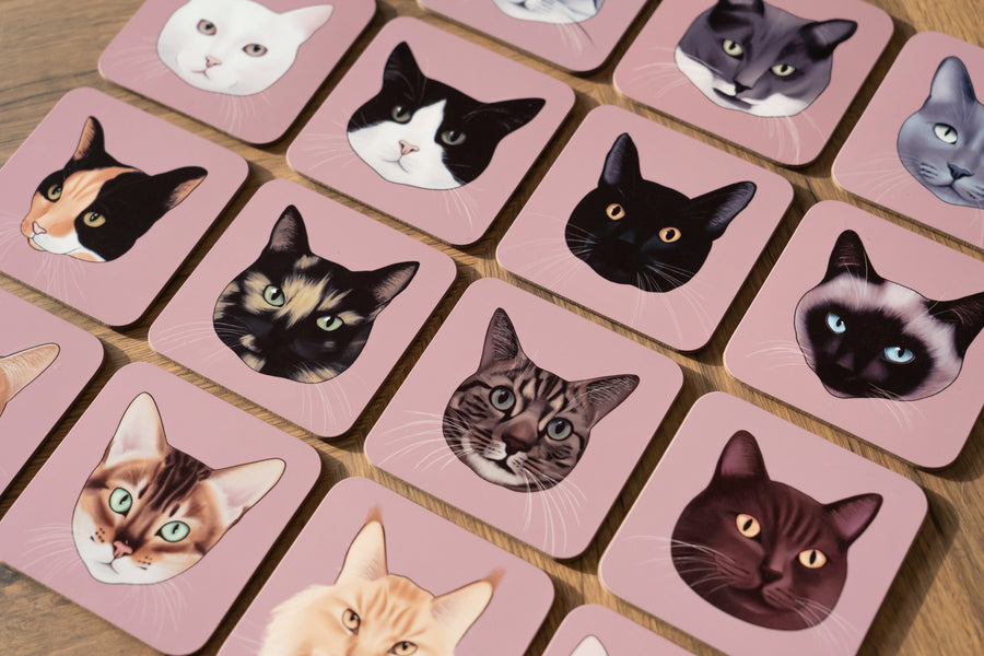 Cat Face Coasters - 16 cats to choose from!