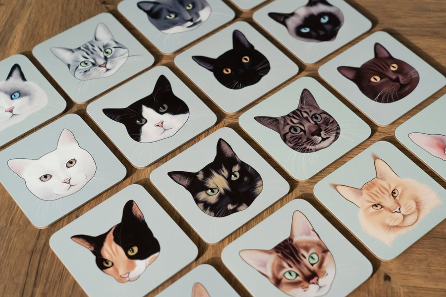 Cat Face Coasters - 16 cats to choose from!