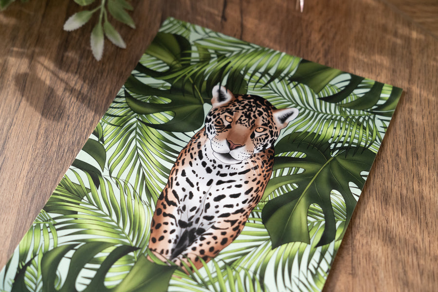 Jaguar and Leaves Print