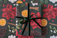 Botanical Christmas Green Wrapping Paper