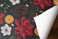Botanical Christmas Green Wrapping Paper