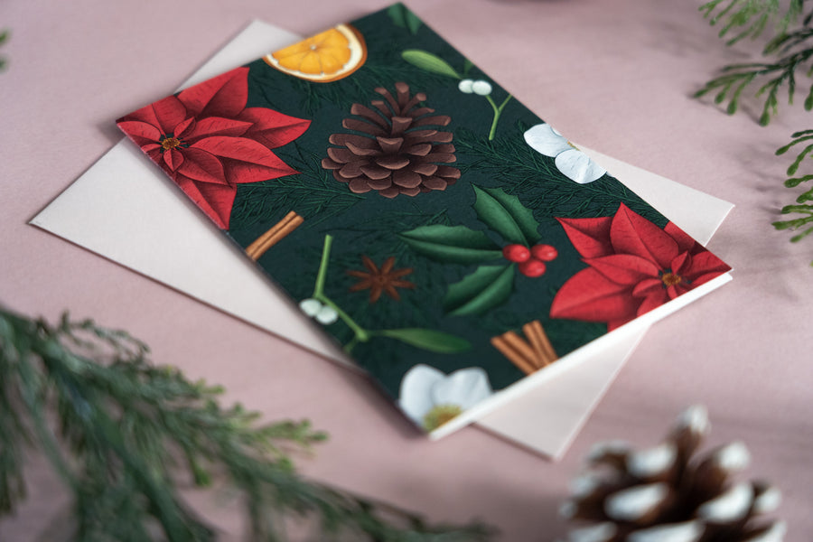 Green Christmas Pattern Card