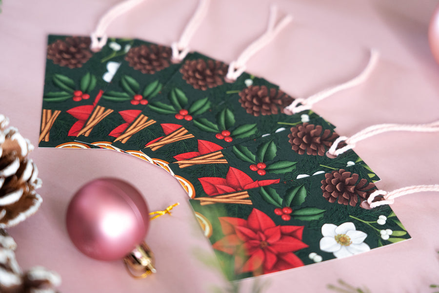 Botanical Christmas Green Gift Tags