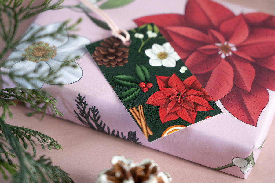 Botanical Christmas Green Gift Tags