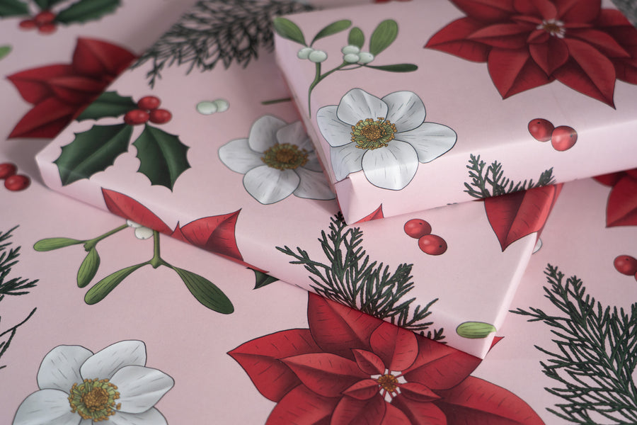 Pink Christmas Wrapping Paper