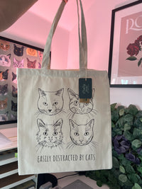 Easily Distracted By Cats Tote Bag