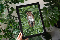 Jaguar and Leaves Print