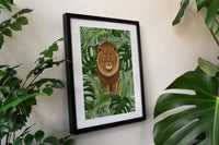 Lion and Leaves Print