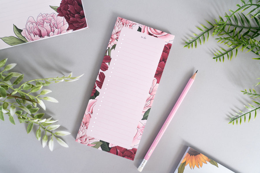 Floral Pattern To Do List Pad