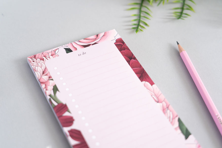 Floral Pattern To Do List Pad
