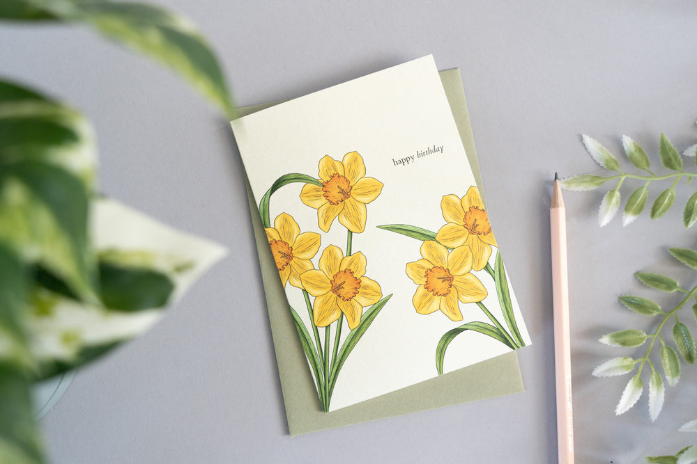 Daffodil Happy Birthday Card