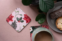 Botanical Christmas Pink Coaster
