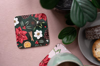 Botanical Christmas Green Coaster