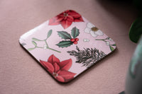 Botanical Christmas Pink Coaster
