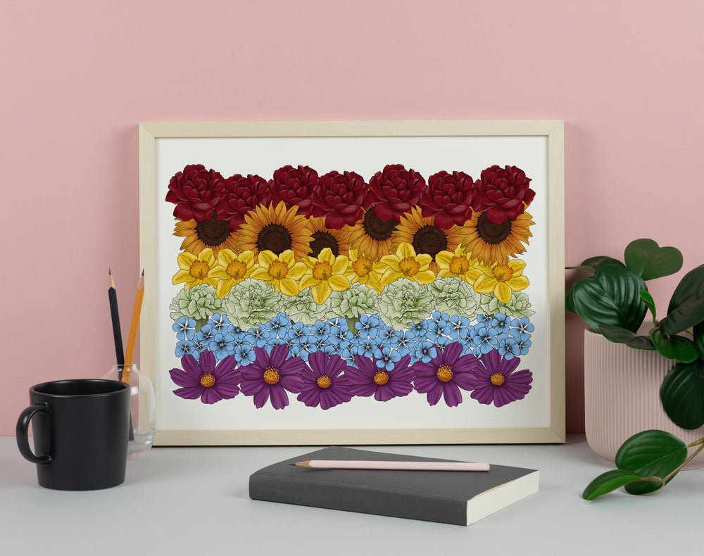 Rainbow of Flowers Print