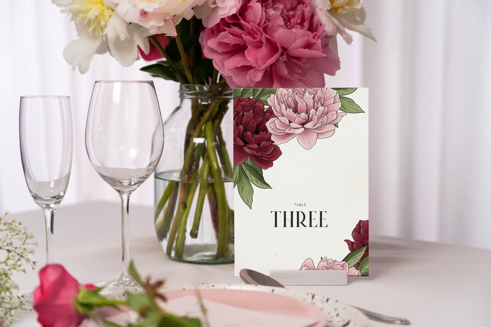 The Peony Table Numbers