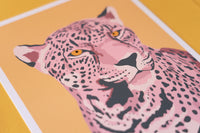 Pink & Yellow Jaguar Art Print