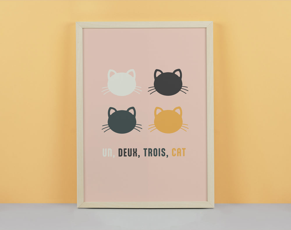 Un Deux Trois Cat Art Print