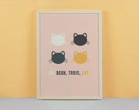 Un Deux Trois Cat Art Print