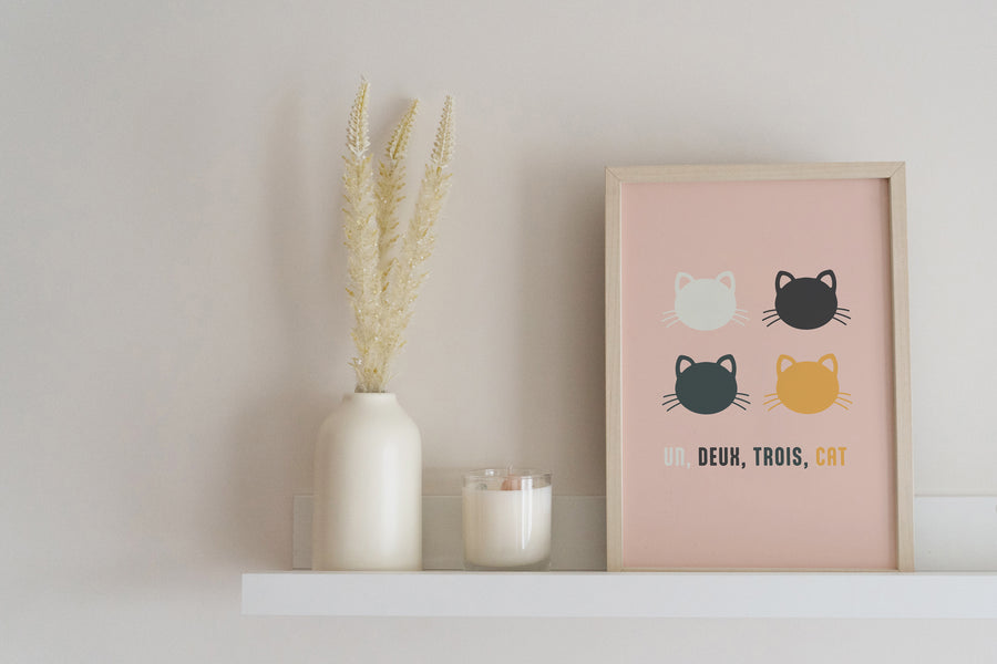 Un, Deux, Trois, Cat Print