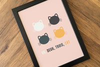 Un Deux Trois Cat Art Print