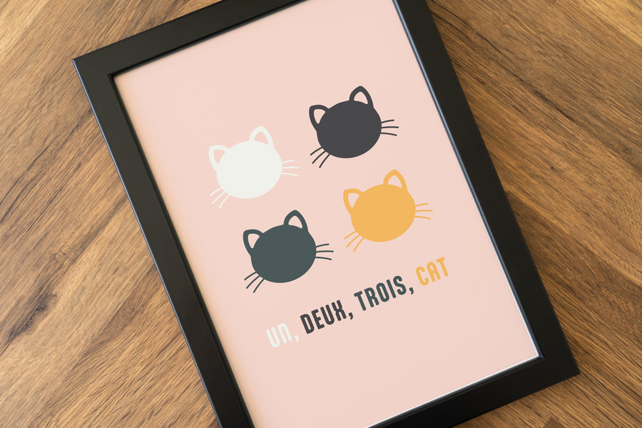 Un Deux Trois Cat Art Print