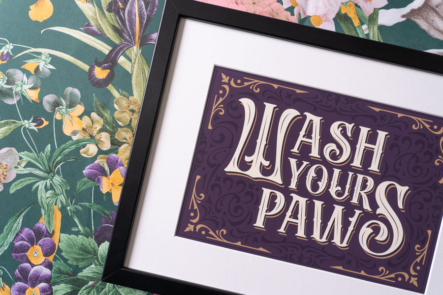 Wash Your Paws Vintage Type Print